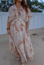 Load image into Gallery viewer, Flower Power Deep V Maxi- Taupe
