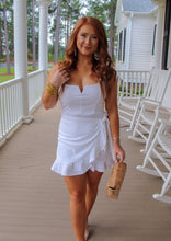 Load image into Gallery viewer, Happily After Ruffle Wrap Dress- White
