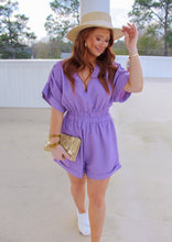 Load image into Gallery viewer, Hallow V Neck Pleated Romper- Lavender
