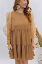 Load image into Gallery viewer, Divine Diva Chiffon Sleeve Dress- Tan
