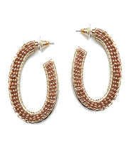 Load image into Gallery viewer, Beaded Oval Open Hoops
