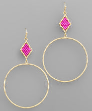 Load image into Gallery viewer, Beaded Rhombus &amp; Circle Earrings
