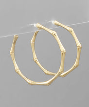 Load image into Gallery viewer, Metal Bamboo Open Hoops
