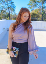 Load image into Gallery viewer, Rey One Shoulder Ruched Crop Blouse- Lilac

