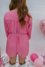 Load image into Gallery viewer, Rouge Waist Tie Silky Romper- Pink
