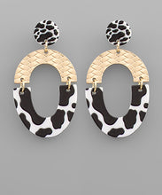 Load image into Gallery viewer, Metal &amp; Acrylic Oval Earrings
