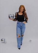 Load image into Gallery viewer, Dorthy Polka Dot Puff Sleeve Top- Black
