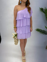 Load image into Gallery viewer, Romantic One Shoulder Ruffled Mini Dress- Lavender
