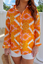 Load image into Gallery viewer, Nolan Aztec Button Down- Orange/Pink
