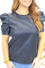 Load image into Gallery viewer, Tanner Faux Leather Top- Black
