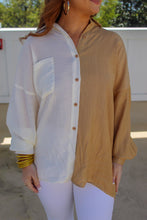 Load image into Gallery viewer, Cream Lady Split Tone Button Up
