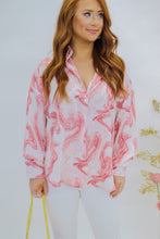 Load image into Gallery viewer, Marble Print Button Down Shirt- Rose
