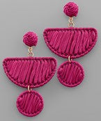 Load image into Gallery viewer, Raffia Wrapped Wedge &amp; Circle Earrings
