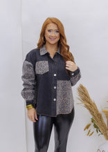 Load image into Gallery viewer, Wild Conncections Leopard Denim Shacket- Black
