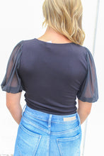 Load image into Gallery viewer, Celine Mesh Sleeve Top- Black
