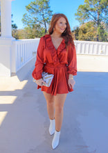 Load image into Gallery viewer, Milly Pleated Ruffle Romper- Rust
