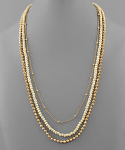 Load image into Gallery viewer, Wood &amp; Metal Bead Layer Necklace
