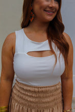 Load image into Gallery viewer, Brayden Chest Slit Cropped Top- White
