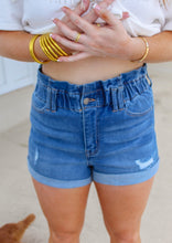 Load image into Gallery viewer, Paper-Bag High Rise Denim Shorts- Medium Dark
