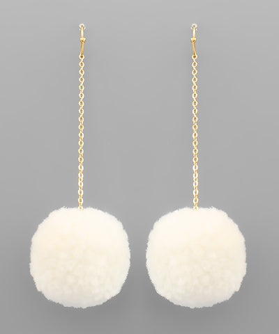 Pompom Chain Drop Earrings