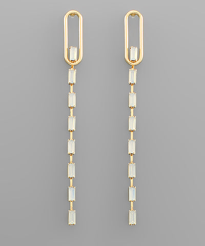 Baguette Bead Row Drop Earrings