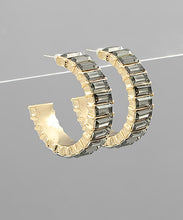 Load image into Gallery viewer, Baguette Crystal Hoops
