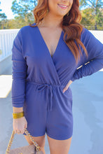 Load image into Gallery viewer, Gabbie Ribbed Long Sleeve Romper- Navy

