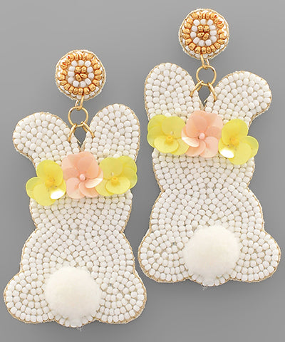 Easter Bunny & Flower Bead Earrings