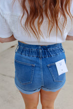 Load image into Gallery viewer, Paper-Bag High Rise Denim Shorts- Medium Dark
