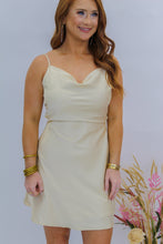 Load image into Gallery viewer, Cami Cowl Neck Mini Dress- Champagne
