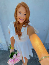 Load image into Gallery viewer, Better Off Ribbon Tie Fit Flare Mini Dress- White
