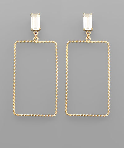 Textured Metal Rectangle Earrings