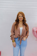 Load image into Gallery viewer, Keep a Secret Satin Open Tie Top- Brown Mauve
