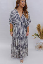 Load image into Gallery viewer, Zippy Tiered Maxi Dress- Zebra
