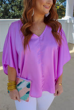 Load image into Gallery viewer, Adalee Kimono Sleeve V Neck Blouse- Lavender

