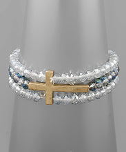 Load image into Gallery viewer, 3 Row Cross Charm Bead Bracelet
