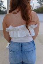 Load image into Gallery viewer, By My Side Ruffle Detail Tube Bodysuit- White
