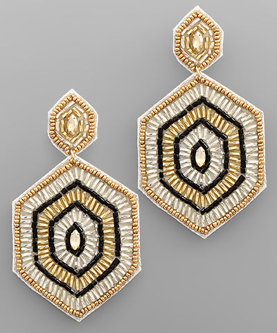 Hexagon Pattern Bead Earrings