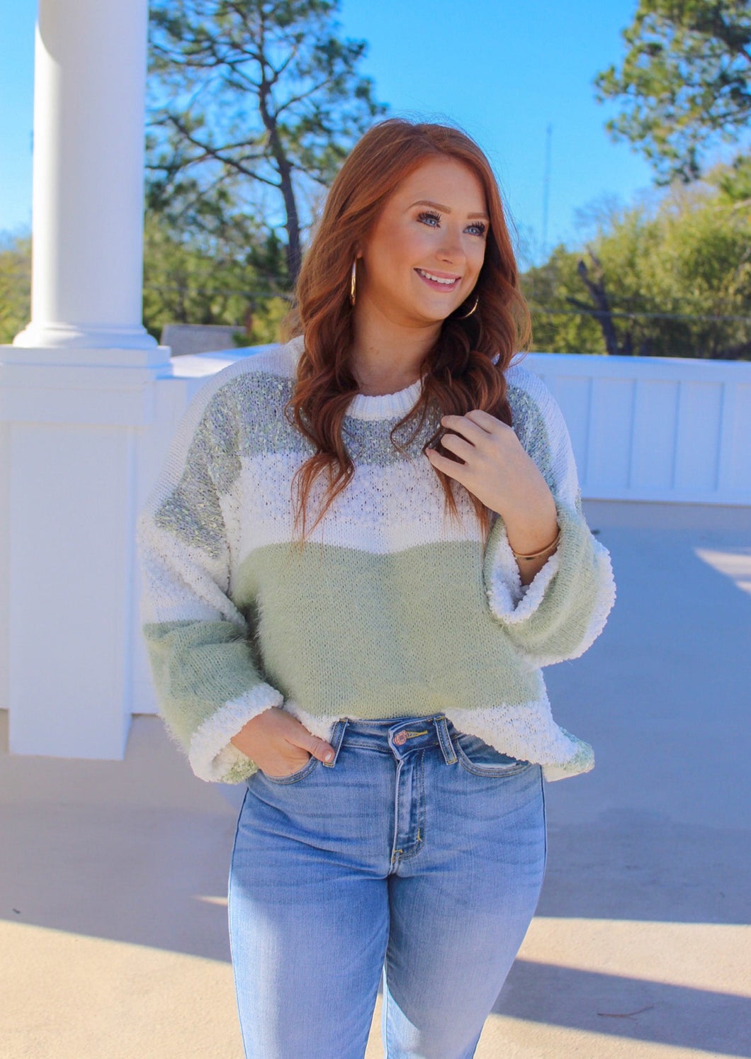 Leeann Multi Striped Sweater- Sage