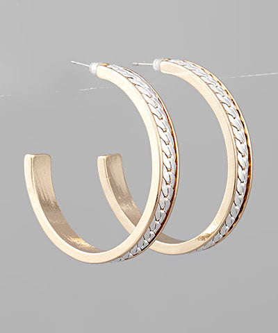 Twotone Chain Hoops 45mm