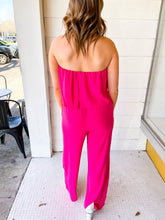 Load image into Gallery viewer, Chesley Strapless Ruffle Jumpsuit- Hot Pink
