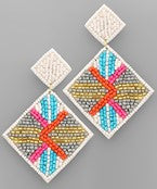 Load image into Gallery viewer, Stripe Pattern Bead Square Earrings
