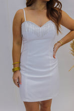 Load image into Gallery viewer, Glam Rhinestone Fringe Mini Dress- White
