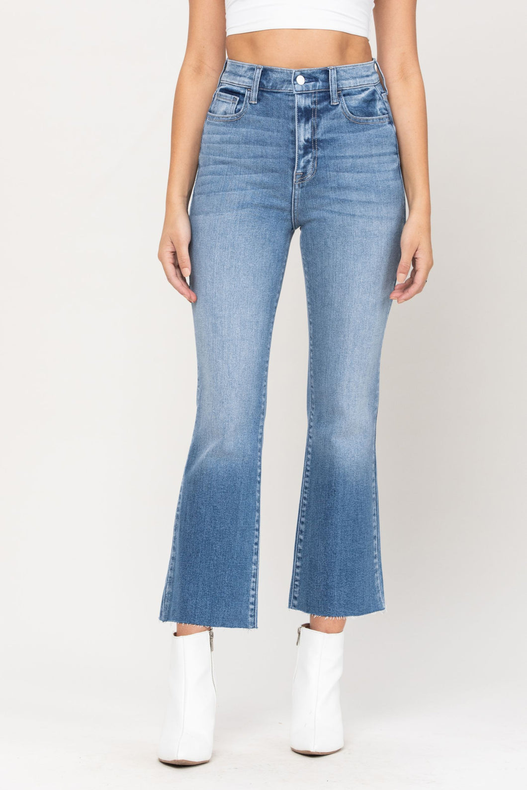 Everyday High Rise Crop Flare- Medium Wash