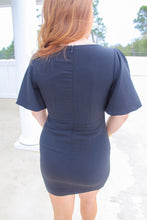 Load image into Gallery viewer, Alana V Neck Puff Sleeve Dress- Black
