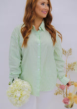 Load image into Gallery viewer, Candy Oversized Stripe Button Up- Green
