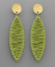 Load image into Gallery viewer, Raffia Wrapped Marquise Earrings
