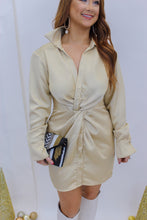 Load image into Gallery viewer, Choose You Twist Front Dress- Champagne
