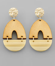 Load image into Gallery viewer, Wood Arch &amp; Acrylic Wedge Earrings
