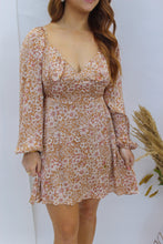 Load image into Gallery viewer, Flower Play Satin Dress- Rust/Beige
